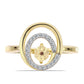 Inel din Argint 925 Placat cu Aur ( 3.57 grame ) cu Diamant Coniac și Topaz Alb 0.19 Carate