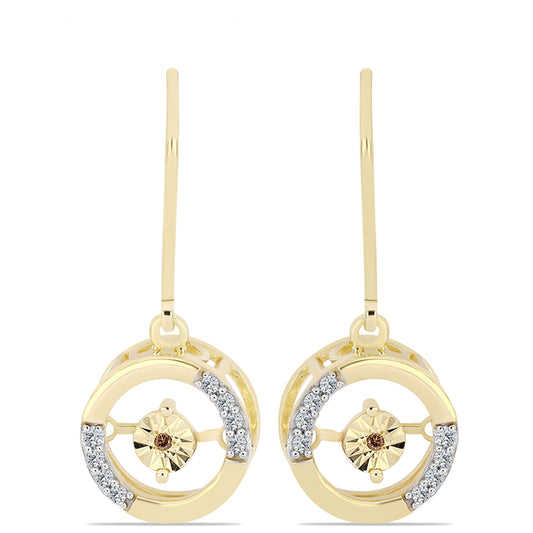 Cercei din Argint 925 Placat cu Aur ( 3.33 grame ) cu Diamant Coniac și Topaz Alb 0.16 Carate