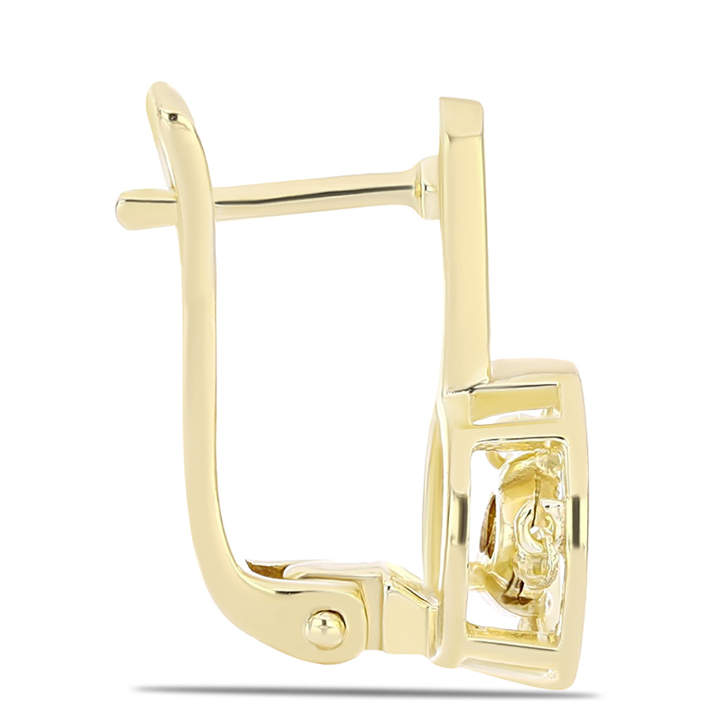 Cercei din Argint 925 Placat cu Aur ( 3.65 grame ) cu Diamant Coniac 0.01 Carate