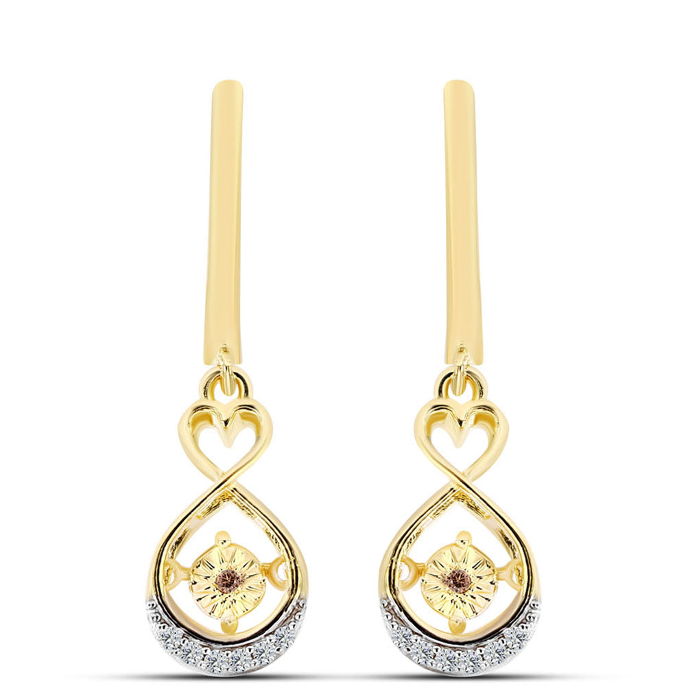 Cercei din Argint 925 Placat cu Aur ( 3.66 grame ) cu Diamant Coniac și Topaz Alb 0.11 Carate 1 