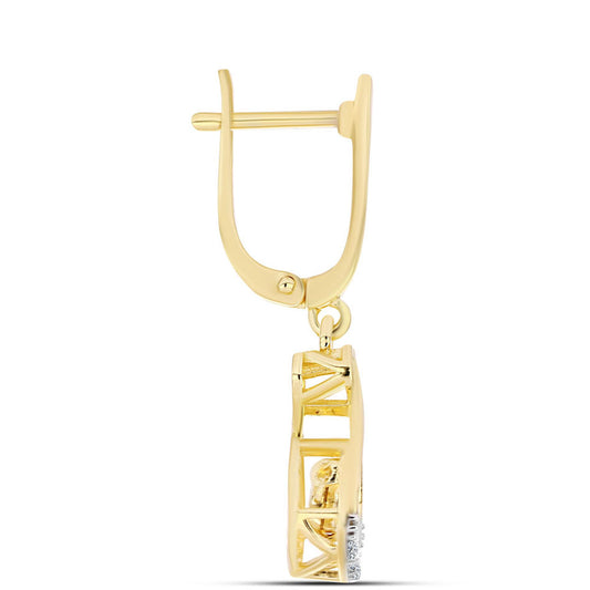 Cercei din Argint 925 Placat cu Aur ( 3.66 grame ) cu Diamant Coniac și Topaz Alb 0.11 Carate