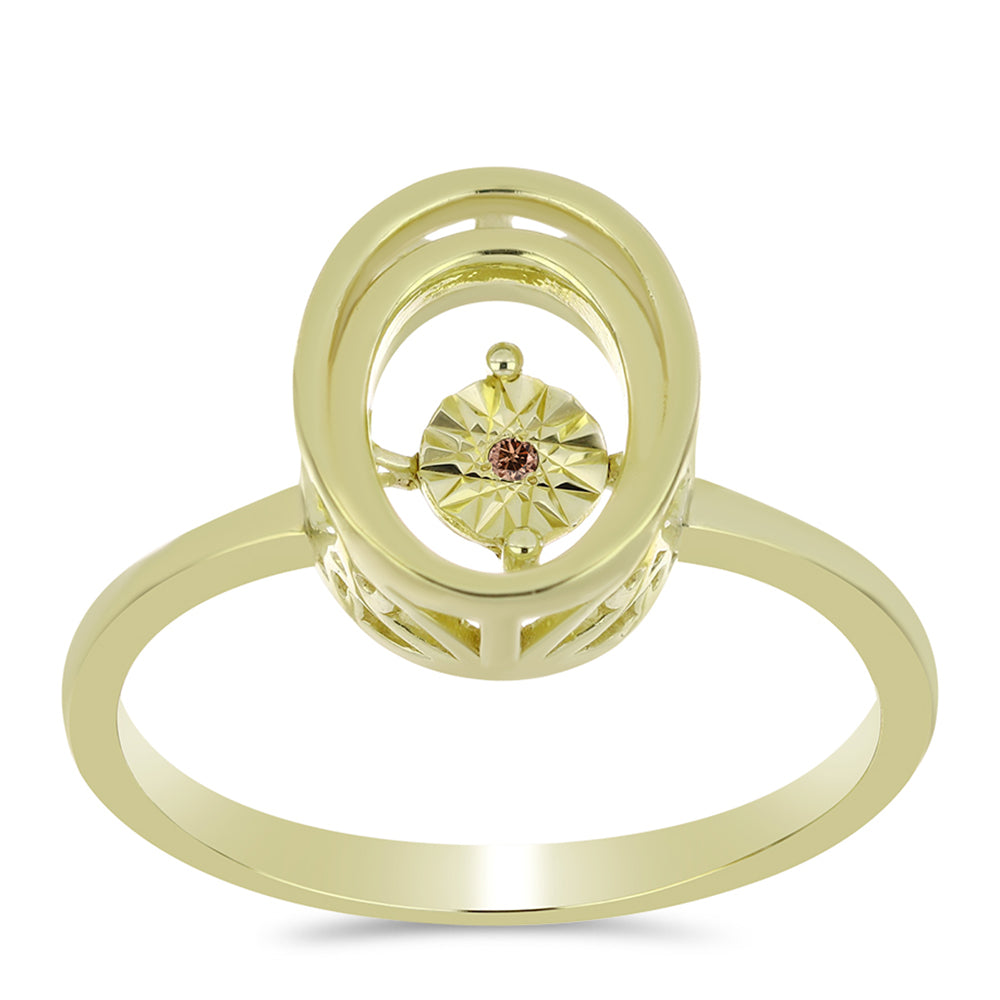 Inel din Argint 925 Placat cu Aur ( 2.52 grame ) cu Diamant Coniac 0.01 Carate 3 