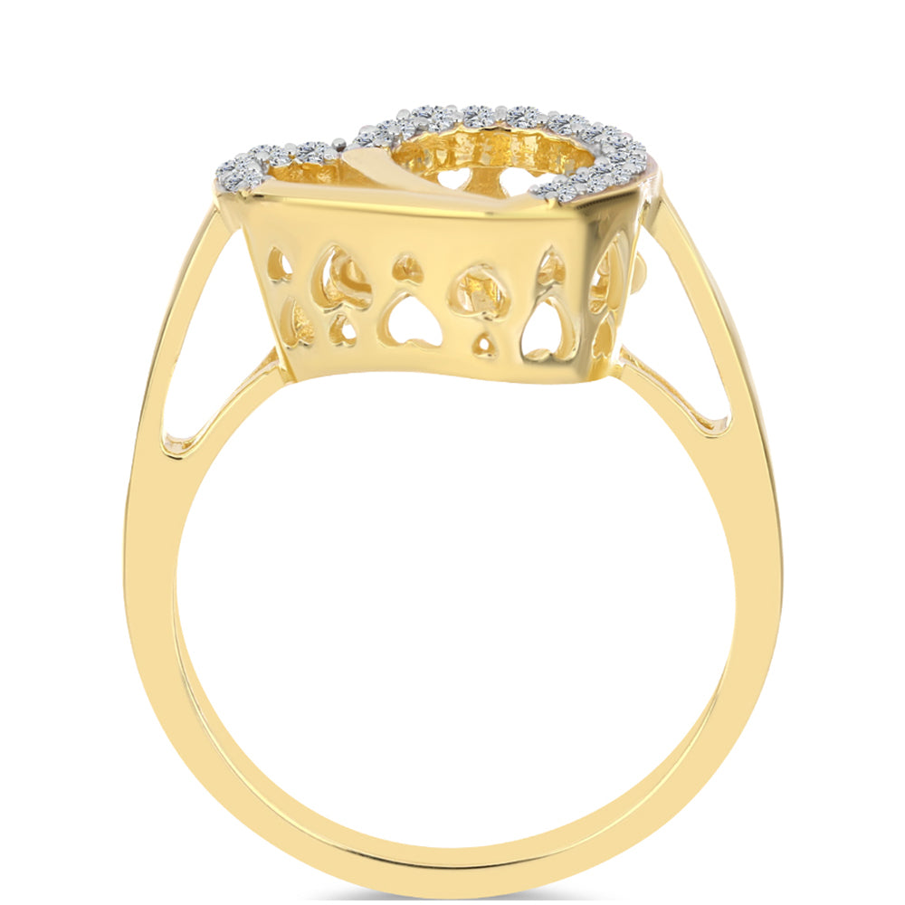 Inel din Argint 925 Placat cu Aur ( 3.36 grame ) cu Diamant Coniac și Topaz Alb 0.22 Carate 2 