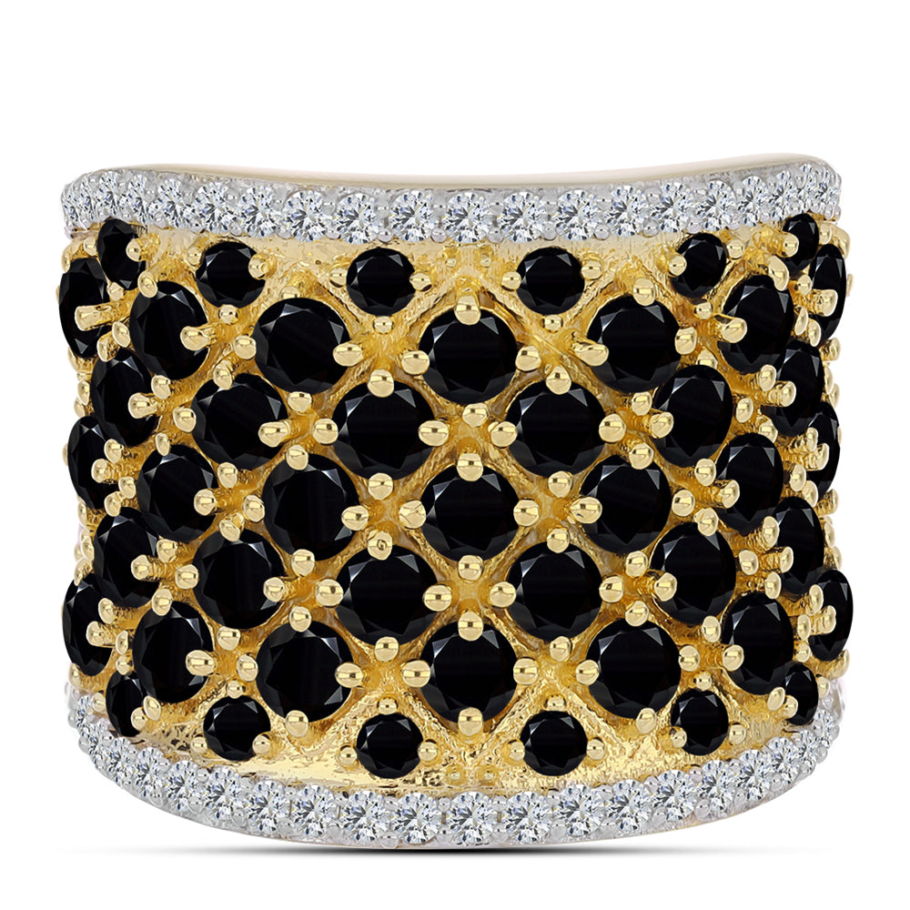 Inel din Argint 925 Placat cu Aur ( 10.48 grame ) cu Onix Negru 5.55 Carate 1 
