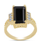 Inel din Argint 925 Placat cu Aur ( 3.54 grame ) cu Onix Negru și Topaz Alb 3.46 Carate