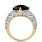 Inel din Argint 925 Placat cu Aur ( 4.61 grame ) cu Onix Negru și Topaz Alb 4.02 Carate
