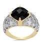 Inel din Argint 925 Placat cu Aur ( 4.61 grame ) cu Onix Negru și Topaz Alb 4.02 Carate