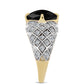 Inel din Argint 925 Placat cu Aur ( 4.61 grame ) cu Onix Negru și Topaz Alb 4.02 Carate
