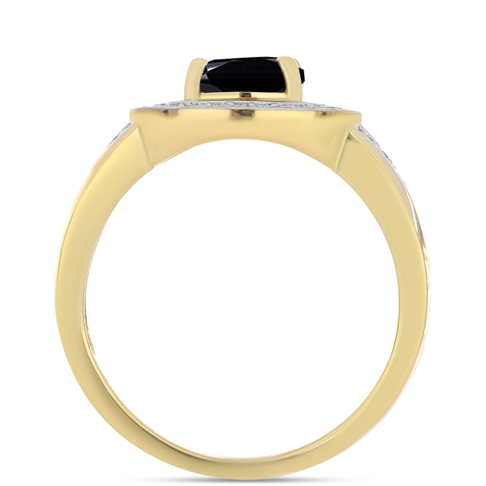 Inel din Argint 925 Placat cu Aur ( 4.21 grame ) cu Onix Negru și Topaz Alb 2.04 Carate 2 