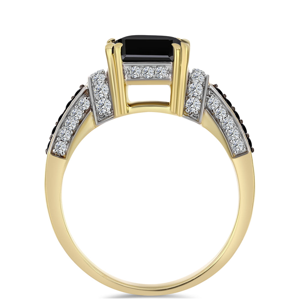 Inel din Argint 925 Placat cu Aur ( 4.09 grame ) cu Onix Negru 4.6 Carate 2 