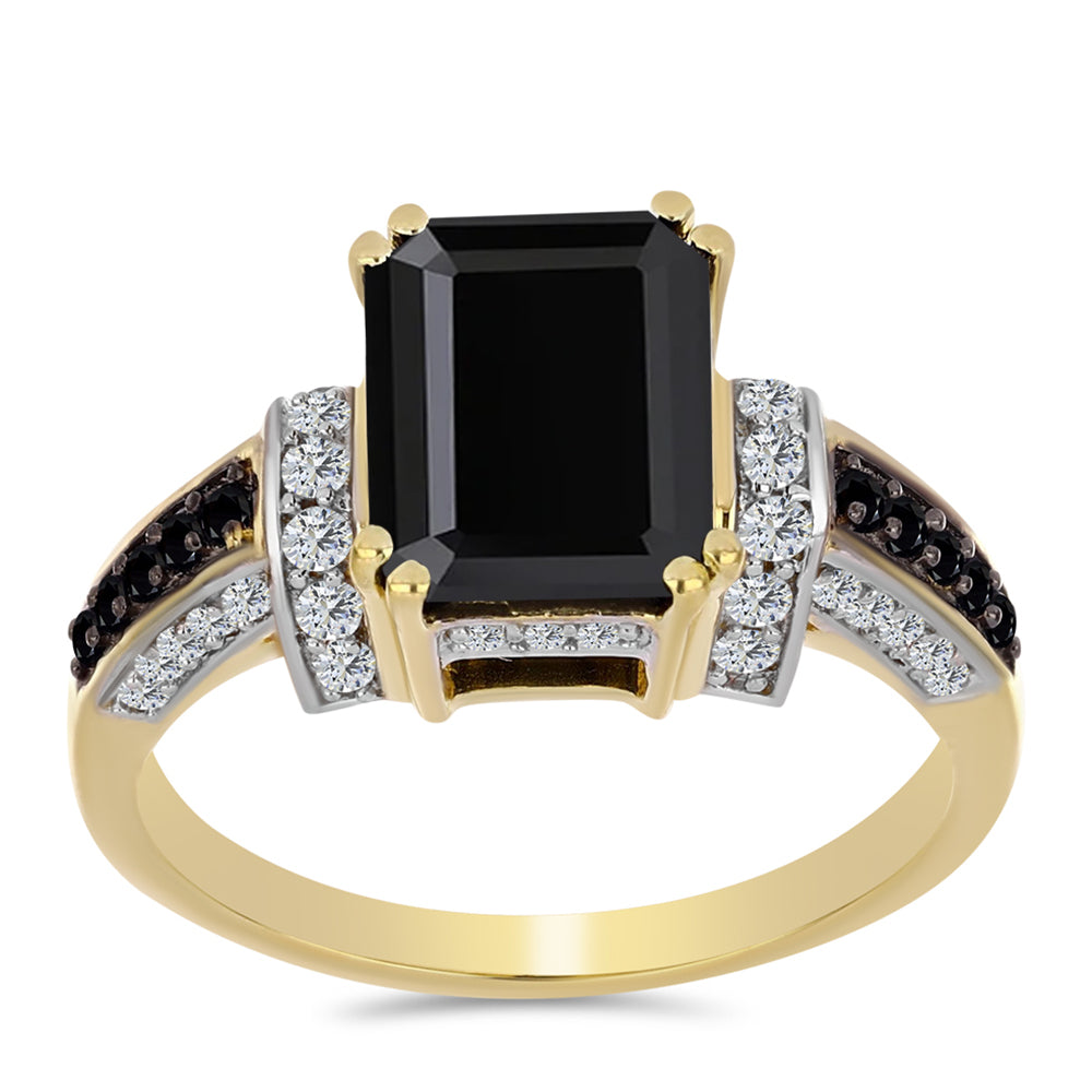 Inel din Argint 925 Placat cu Aur ( 4.09 grame ) cu Onix Negru 4.6 Carate 3 