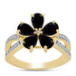 Inel din Argint 925 Placat cu Aur ( 3.38 grame ) cu Onix Negru și Topaz Alb 2.11 Carate