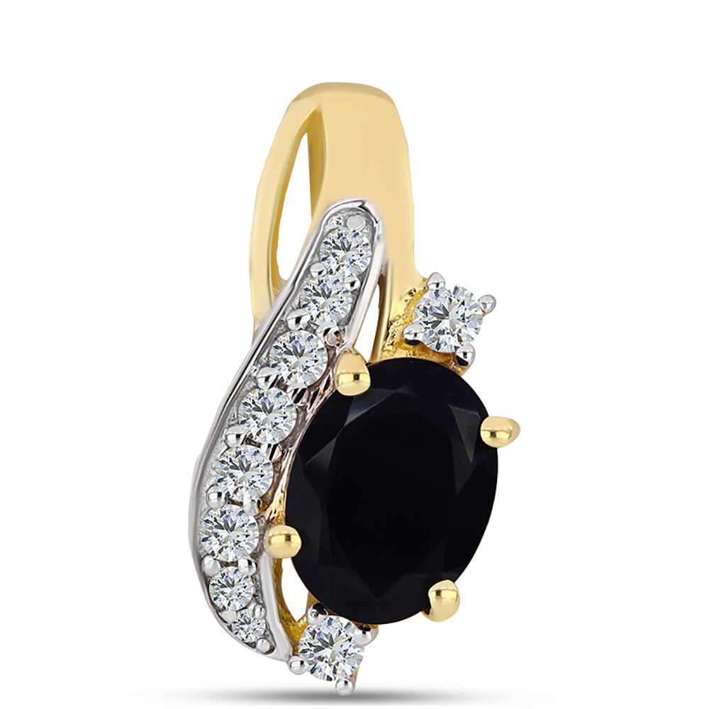 Pandantiv din Argint 925 Placat cu Aur ( 1.07 grame ) cu Onix Negru și Topaz Alb 1.32 Carate 1 