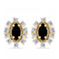 Cercei din Argint 925 Placat cu Aur ( 2.58 grame ) cu Onix Negru și Topaz Alb 1.76 Carate