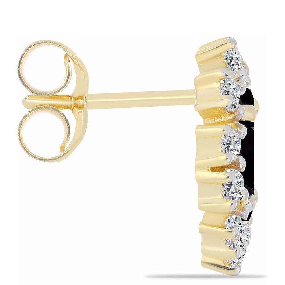 Cercei din Argint 925 Placat cu Aur ( 2.58 grame ) cu Onix Negru și Topaz Alb 1.76 Carate 2 