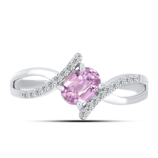 Inel din Argint 925 ( 2.46 grame ) cu Kunzit Pala și Topaz Alb 1.27 Carate