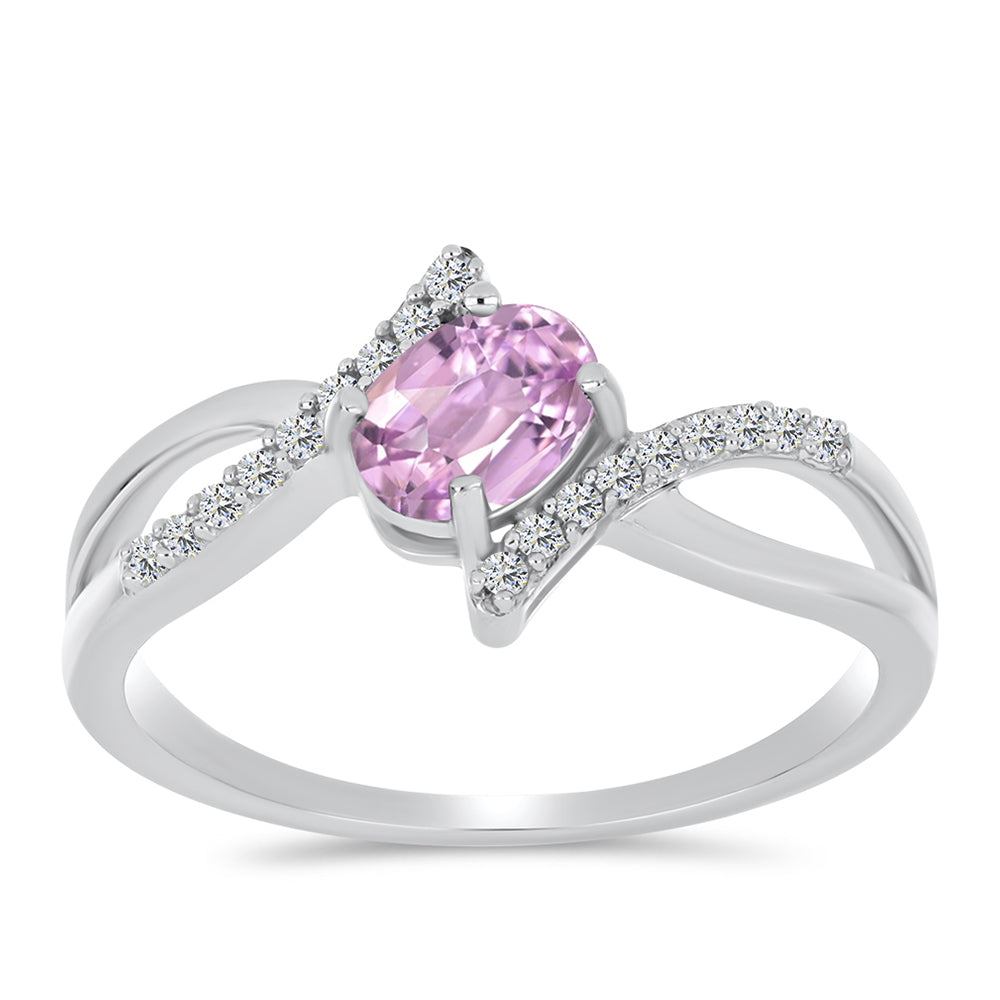 Inel din Argint 925 ( 2.46 grame ) cu Kunzit Pala și Topaz Alb 1.27 Carate 3 