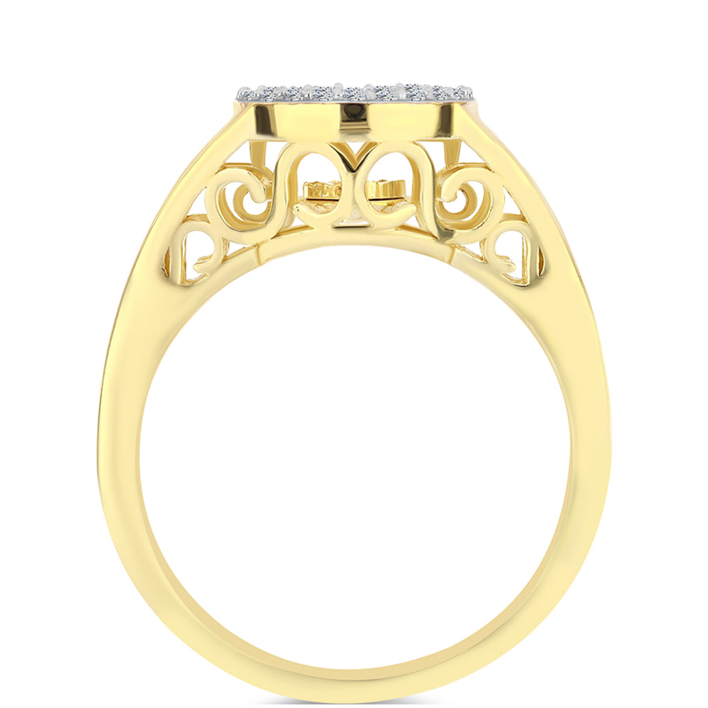Inel din Argint 925 Placat cu Aur ( 3.83 grame ) cu Diamant Coniac și Topaz Alb 0.16 Carate 2 