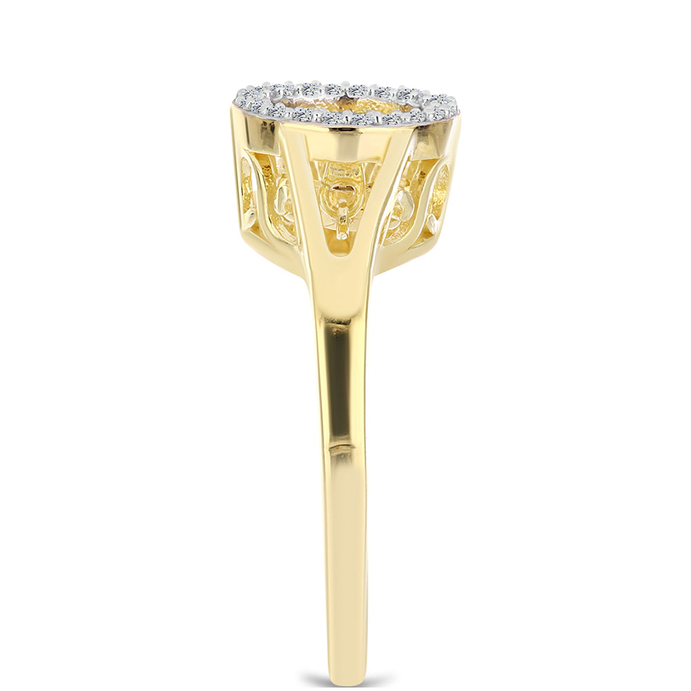 Inel din Argint 925 Placat cu Aur ( 3.83 grame ) cu Diamant Coniac și Topaz Alb 0.16 Carate