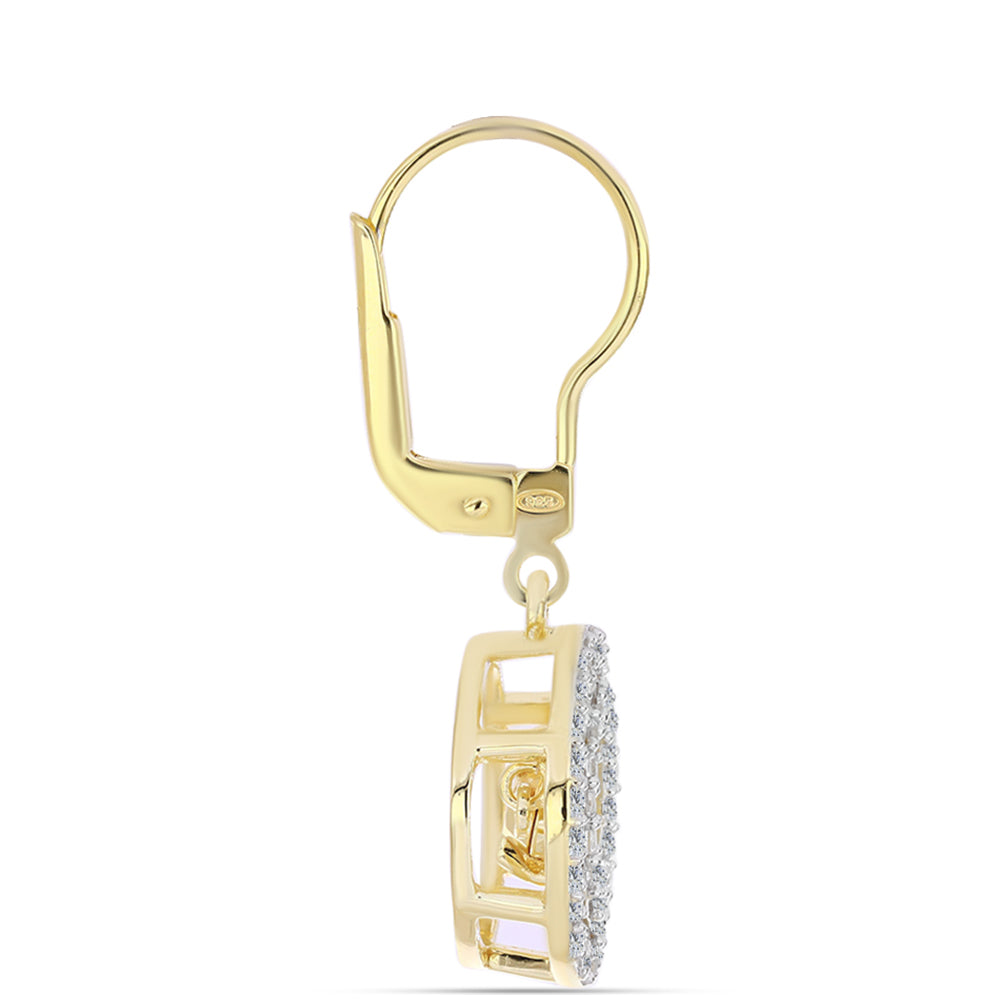 Cercei din Argint 925 Placat cu Aur ( 3.69 grame ) cu Diamant Coniac și Topaz Alb 0.82 Carate 2 