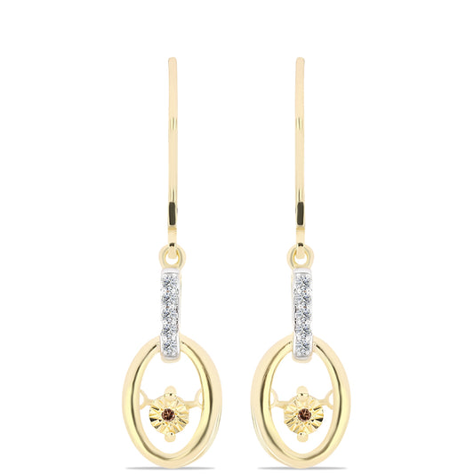 Cercei din Argint 925 Placat cu Aur ( 2.76 grame ) cu Diamant Coniac și Topaz Alb 0.1 Carate