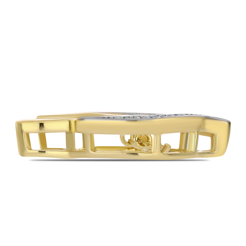 Pandantiv din Argint 925 Placat cu Aur ( 3.95 grame ) cu Diamant Coniac și Topaz Alb 0.2 Carate 2 