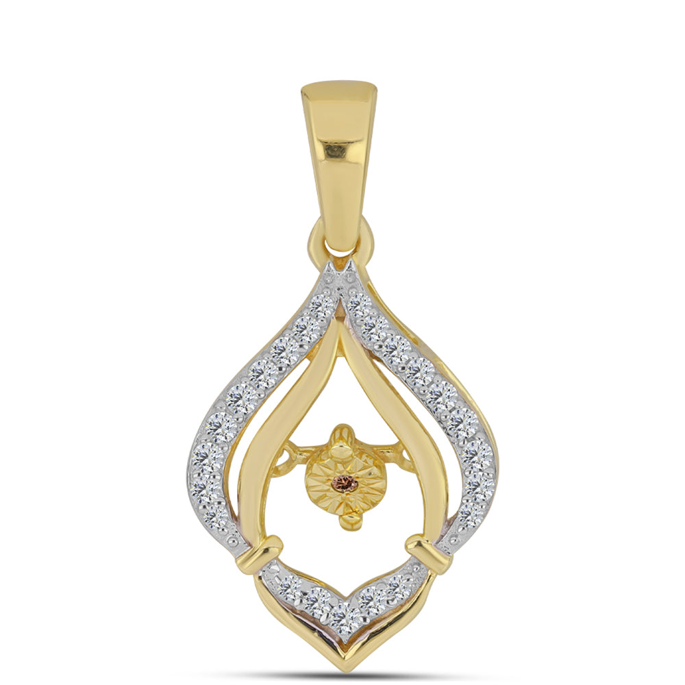 Pandantiv din Argint 925 Placat cu Aur ( 1.89 grame ) cu Diamant Coniac și Topaz Alb 0.21 Carate 1 