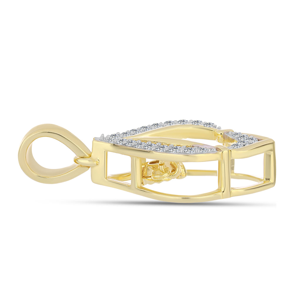 Pandantiv din Argint 925 Placat cu Aur ( 1.89 grame ) cu Diamant Coniac și Topaz Alb 0.21 Carate 2 