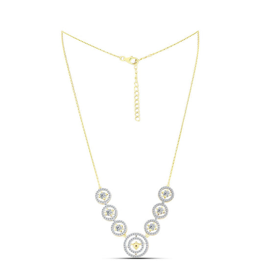 Colier din Argint 925 Placat cu Aur ( 8.04 grame ) cu Diamant Coniac și Topaz Alb 3.12 Carate