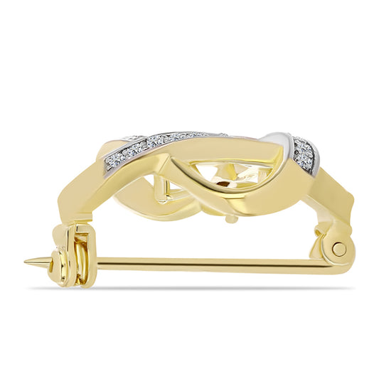 Broşă din Argint 925 Placat cu Aur ( 4.22 grame ) cu Diamant Coniac și Topaz Alb 0.29 Carate