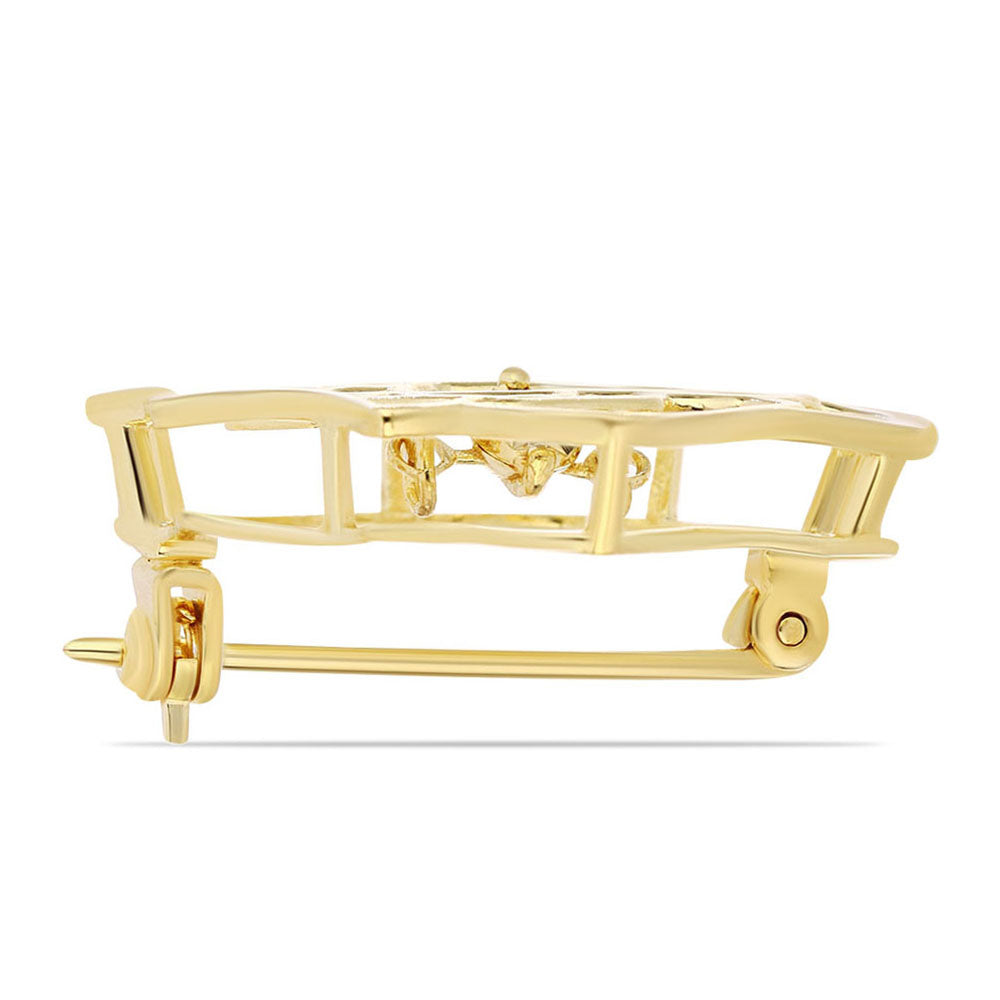 Broşă din Argint 925 Placat cu Aur ( 3.14 grame ) cu Diamant Coniac 0.01 Carate 2 