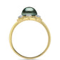 Inel din Argint 925 Placat cu Aur ( 3.43 grame ) cu Perlă De apă Dulce cu Efect "Verde Tahitian" și Topaz Alb 1.01 Carate