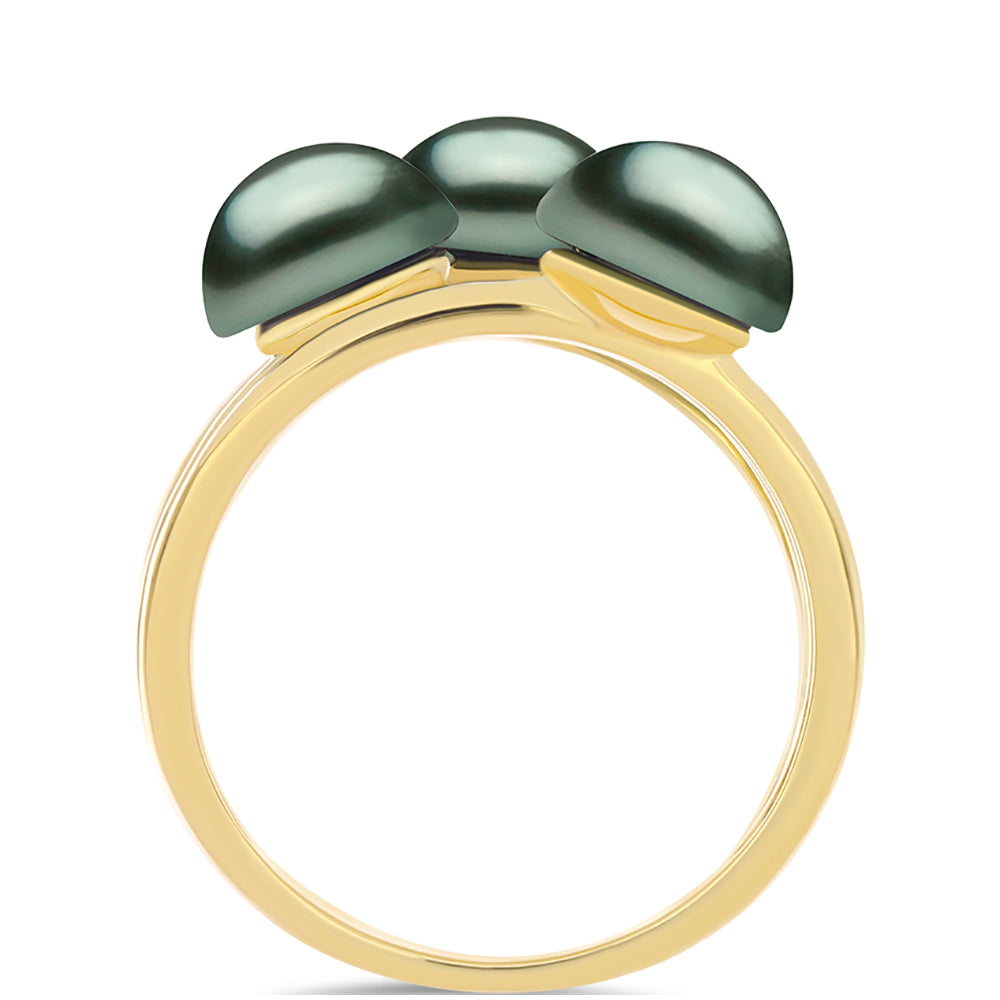 Inel din Argint 925 Placat cu Aur ( 4.04 grame ) cu Perlă De apă Dulce cu Efect "Verde Tahitian" 2.28 Carate