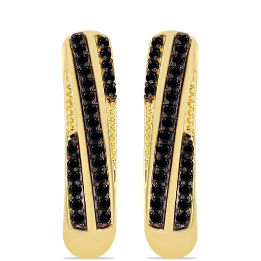 Cercei din Argint 925 Placat cu Aur ( 5.49 grame ) cu Onix Negru 0.57 Carate