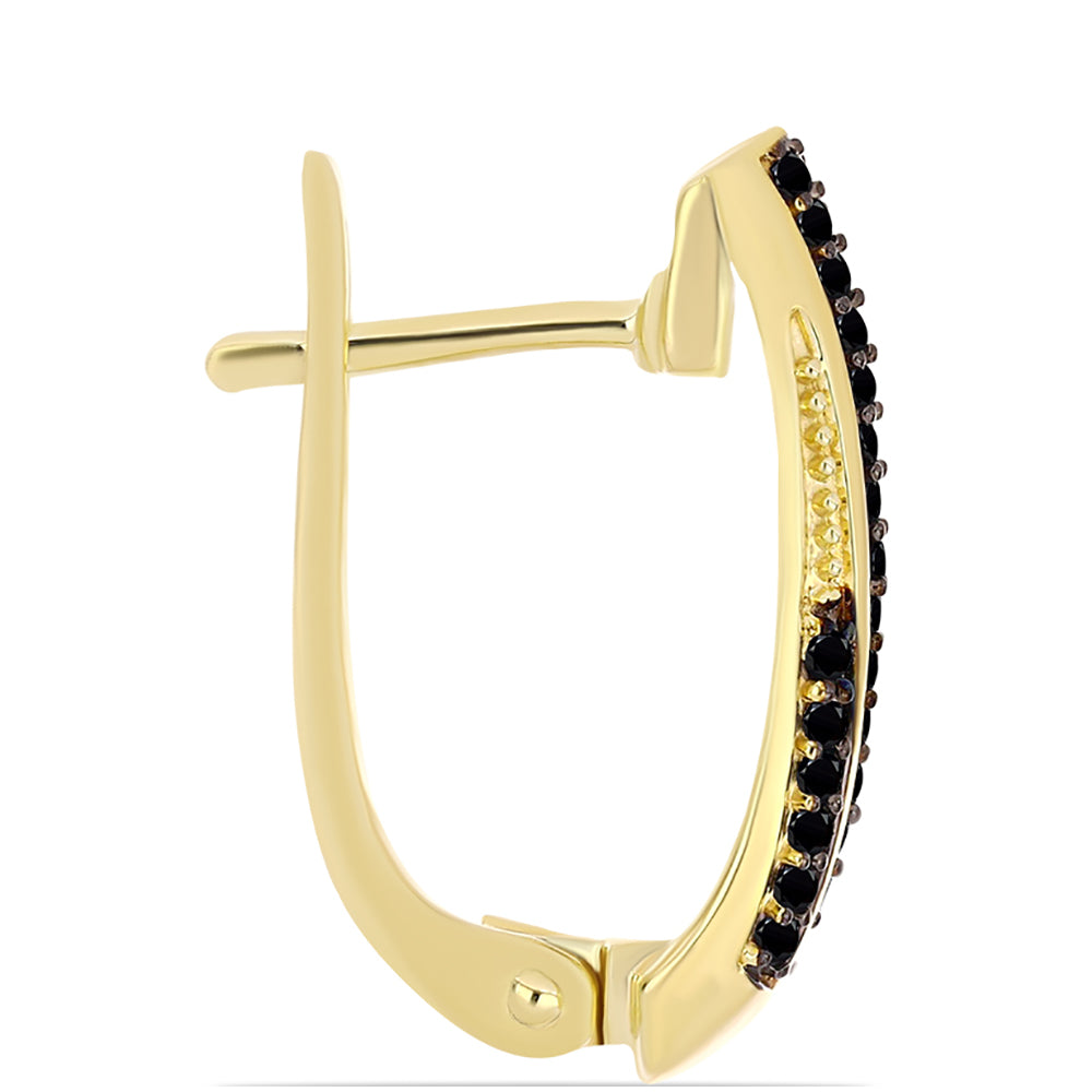 Cercei din Argint 925 Placat cu Aur ( 5.49 grame ) cu Onix Negru 0.57 Carate 2 