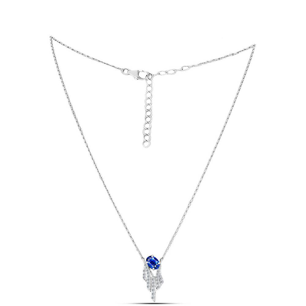 Colier din Argint 925 ( 4.02 grame ) cu Safir Albastru Australian și Topaz Alb 1.38 Carate 1 