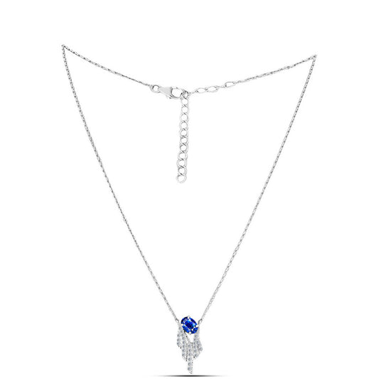 Colier din Argint 925 ( 4.02 grame ) cu Safir Albastru Australian și Topaz Alb 1.38 Carate