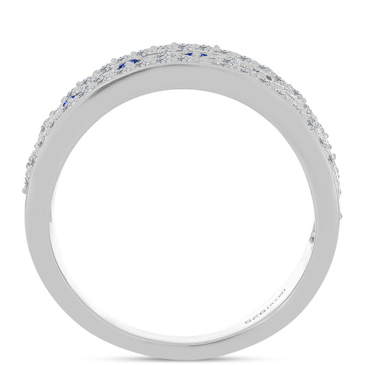 Inel din Argint 925 ( 4.47 grame ) cu Safir Albastru Australian și Topaz Alb 0.69 Carate