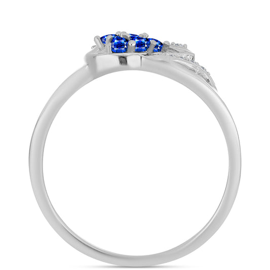 Inel din Argint 925 ( 2.62 grame ) cu Safir Albastru Australian și Topaz Alb 0.37 Carate