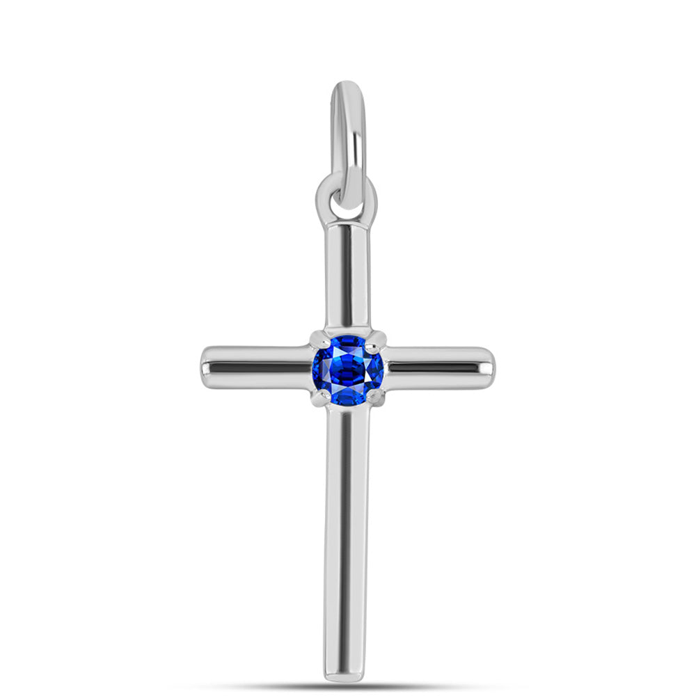 Cruce Pandantiv din Argint 925 ( 0.86 grame ) cu Safir Albastru Australian 0.16 Carate 1 