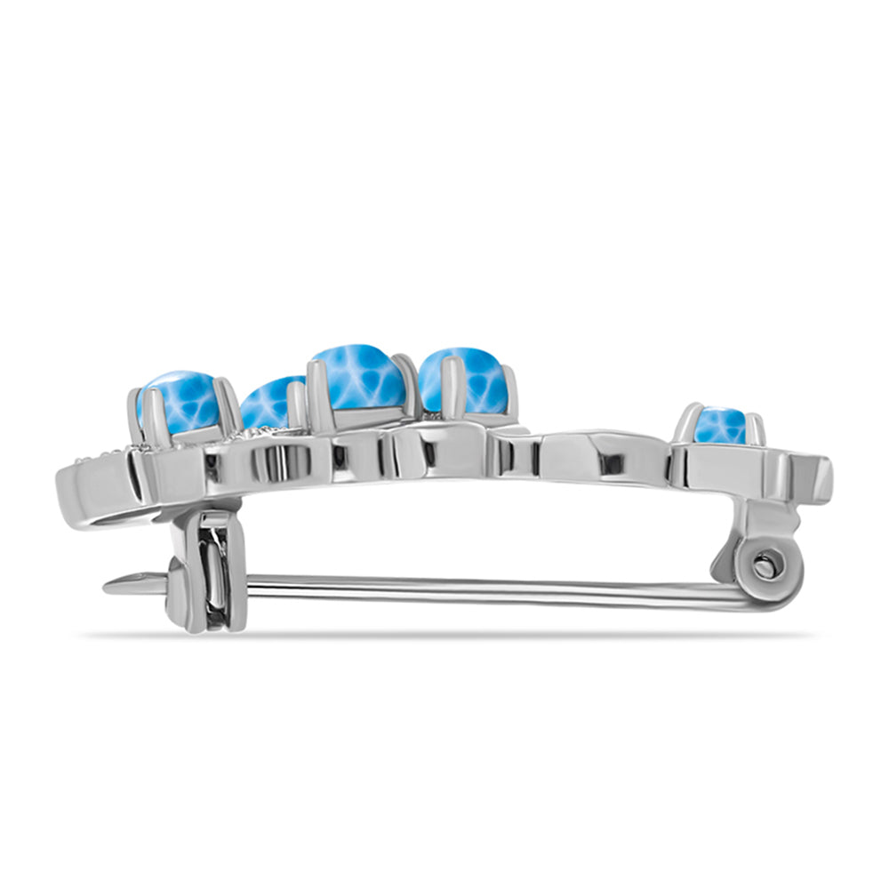 Broşă din Argint 925 ( 3.79 grame ) cu Larimar de Barahona și Topaz Alb 1.57 Carate 2 