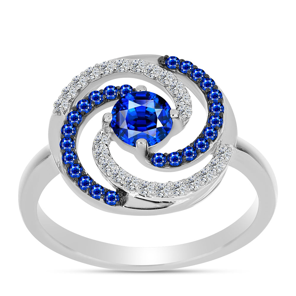 Inel din Argint 925 ( 3.2 grame ) cu Safir Albastru Australian și Topaz Alb 1.12 Carate