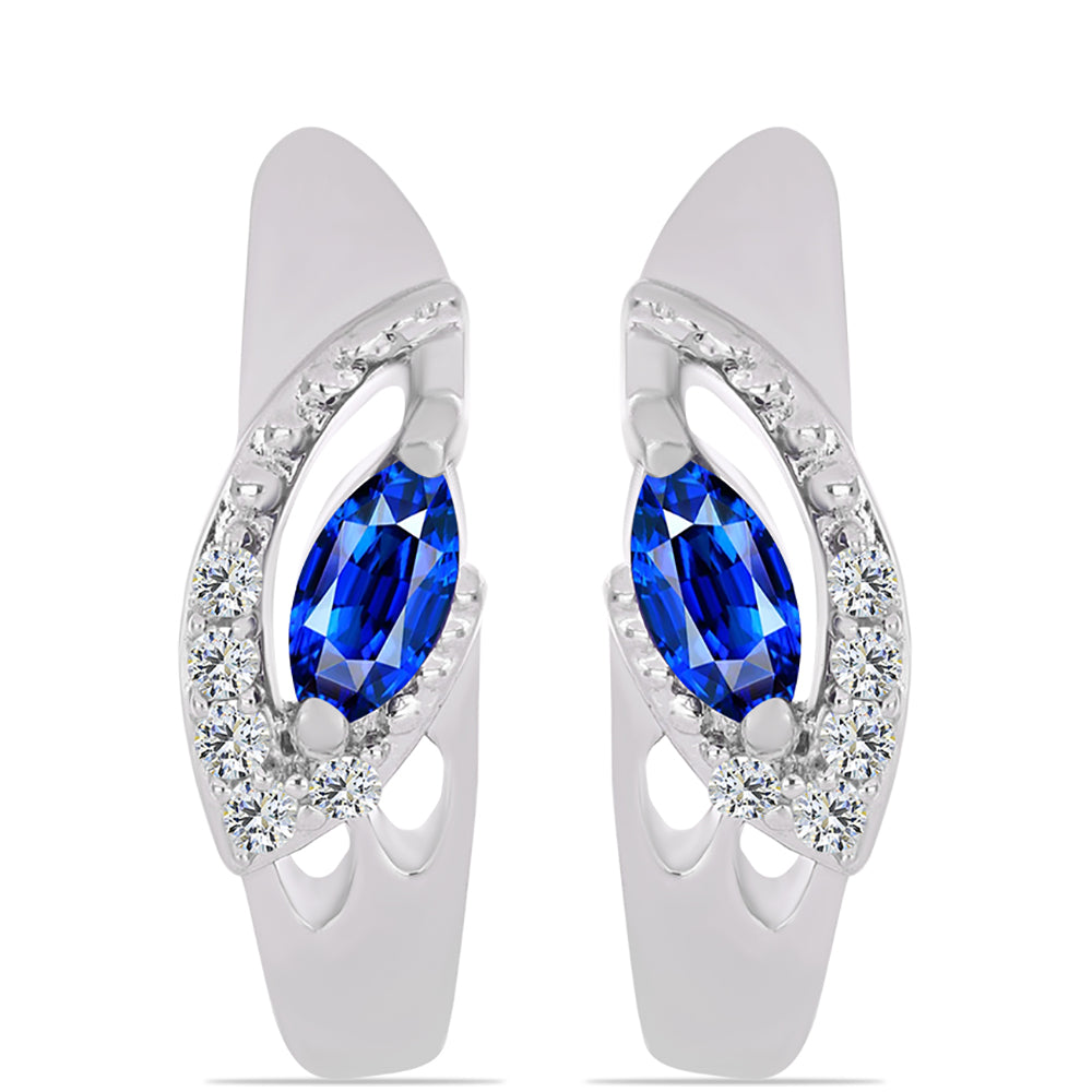 Cercei din Argint 925 ( 3.78 grame ) cu Safir Albastru Australian și Topaz Alb 0.54 Carate 1 