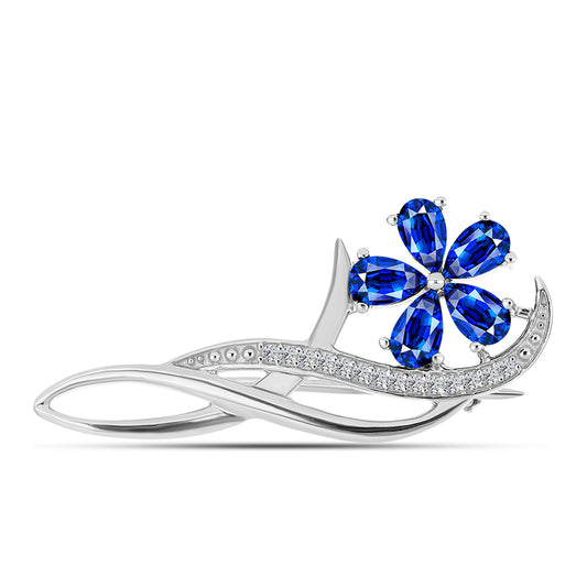 Broşă din Argint 925 ( 2.99 grame ) cu Safir Albastru Australian și Topaz Alb 1.85 Carate