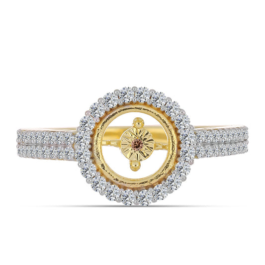 Inel din Argint 925 Placat cu Aur ( 3.33 grame ) cu Diamant Coniac și Topaz Alb 0.73 Carate