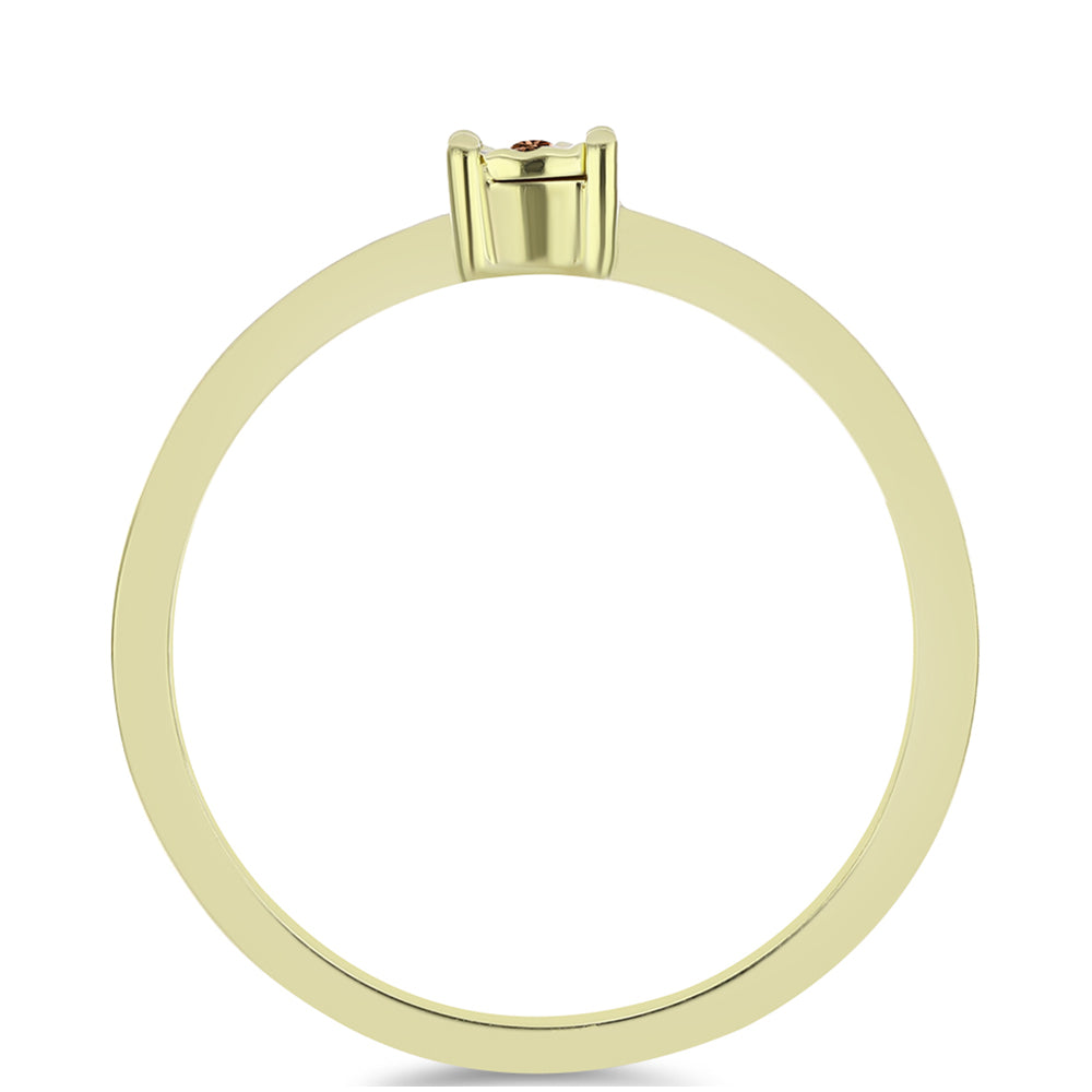 Inel din Argint 925 Placat cu Aur ( 1.6 grame ) cu Diamant Coniac 0.01 Carate 2 