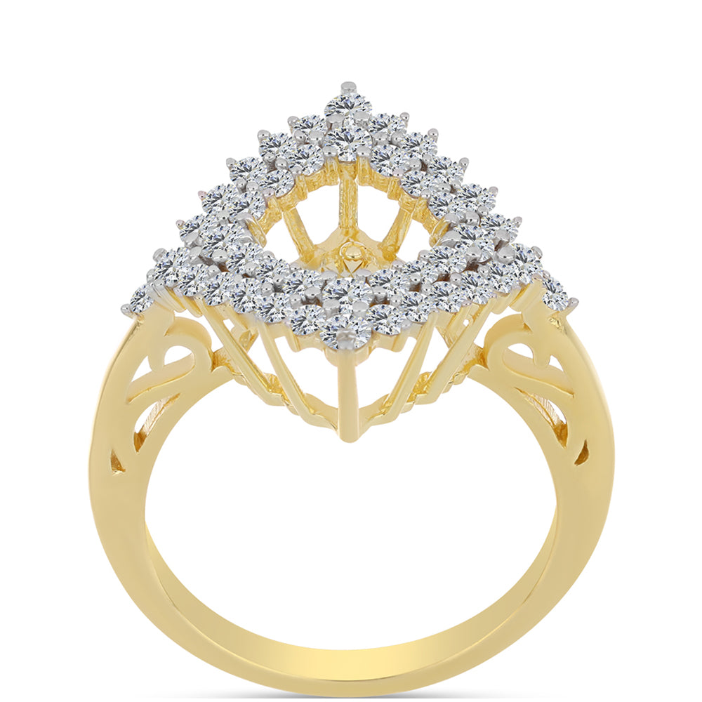 Inel din Argint 925 Placat cu Aur ( 3.54 grame ) cu Diamant Coniac și Topaz Alb 1.09 Carate 3 