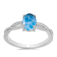 Inel din Argint 925 ( 2.41 grame ) cu Larimar de Barahona și Topaz Alb 1.64 Carate