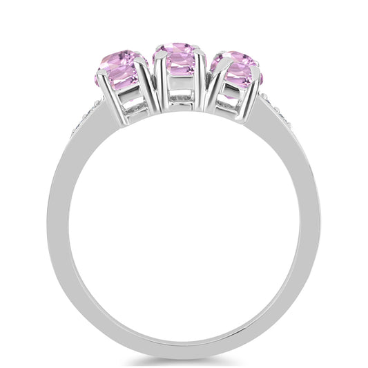 Inel din Argint 925 ( 2.57 grame ) cu Kunzit Pala și Topaz Alb 1.89 Carate