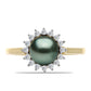 Inel din Argint 925 Placat cu Aur ( 2.49 grame ) cu Perlă De apă Dulce cu Efect "Verde Tahitian" și Topaz Alb 1.04 Carate